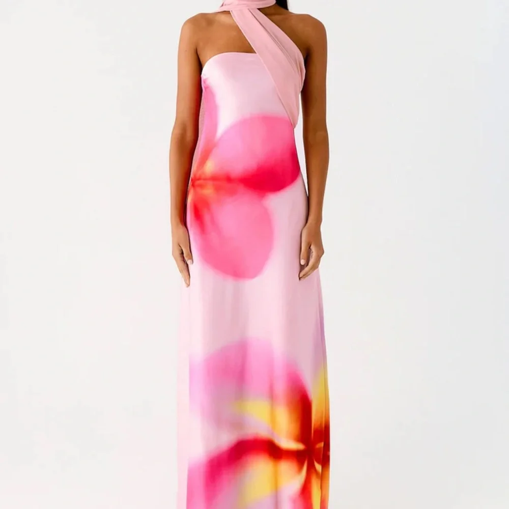 Pepper Mayo Isa Scarf Satin Maxi Dress - Frangipani Pink - Picture 4 of 6